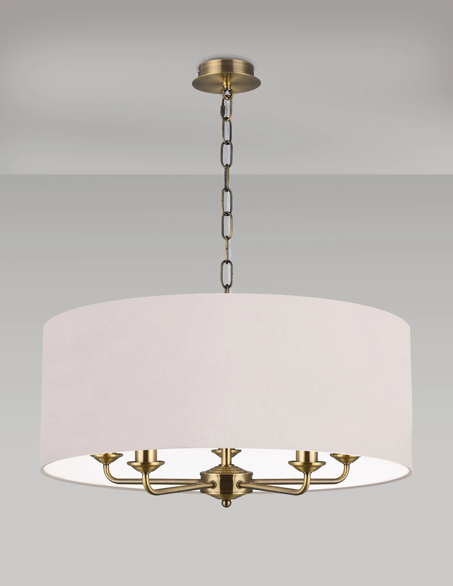 Banyan 60cm 5 Light Pendant Antique Brass; Nude Beige/Moonlight DK0663  Deco Banyan AB NU